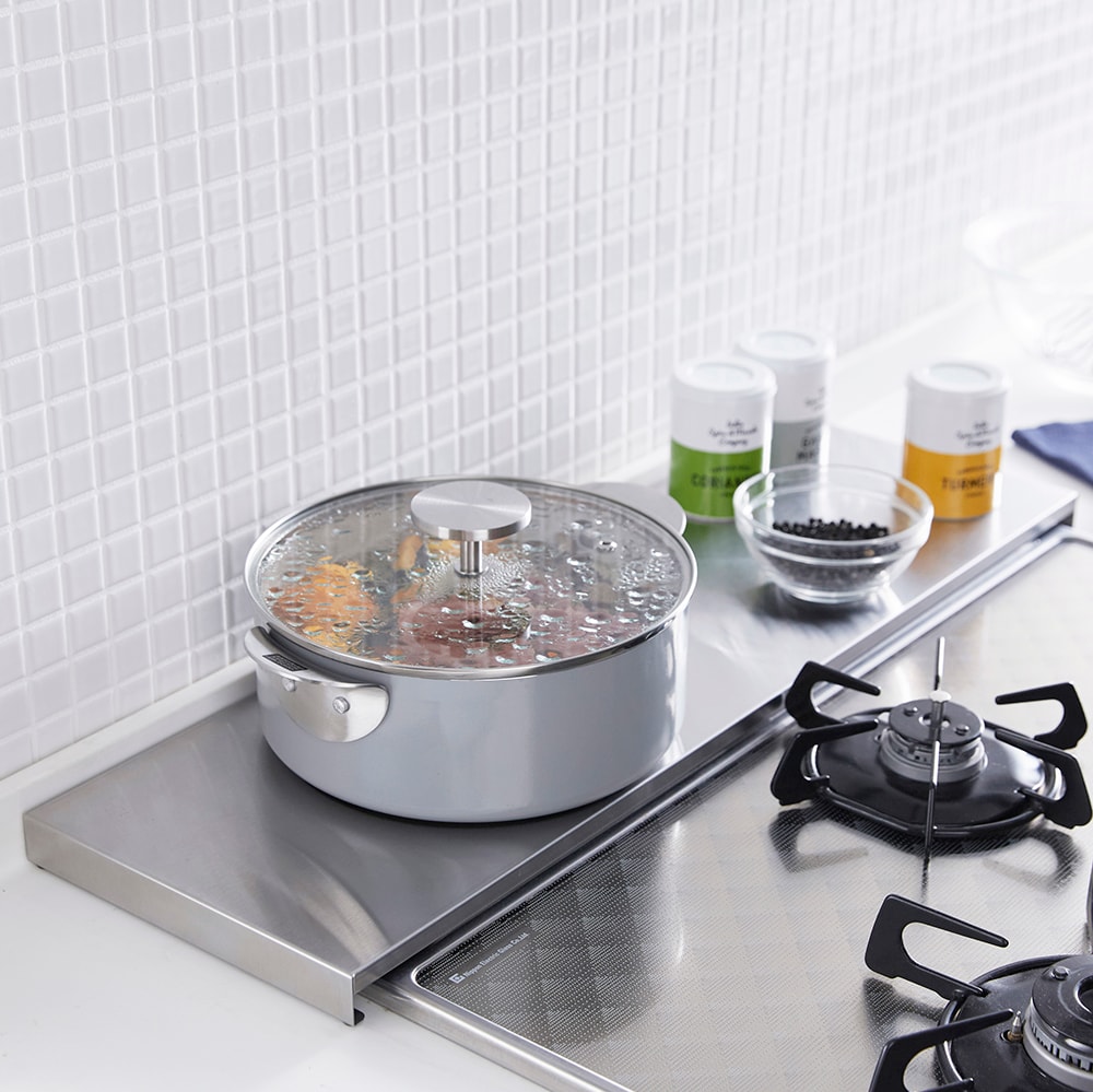 きらさん専用 奥行約20cm】燕三条で作る大きな鍋も置きやすいフラット排気口カバー