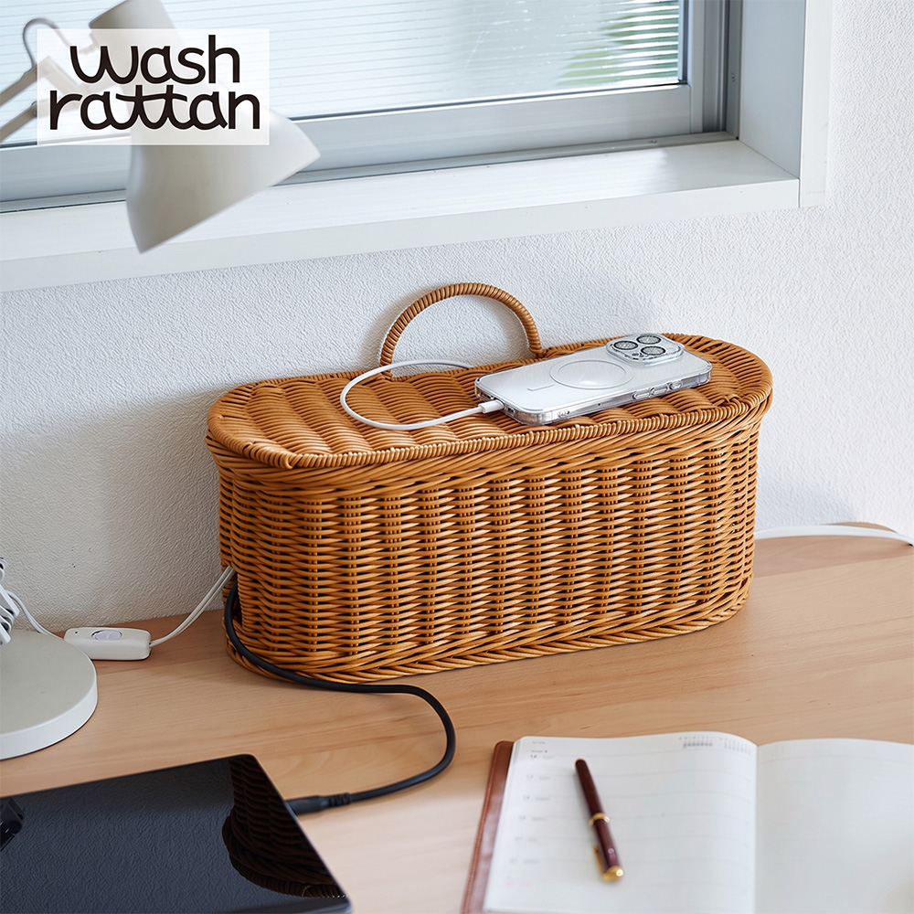 壁掛けできる洗えるラタン調タップ収納「wash rattan」(BELLE MAISON DAYS) 壁掛けできる洗えるラタン調タップ収納「wash rattan」(BELLE MAISON DAYS)