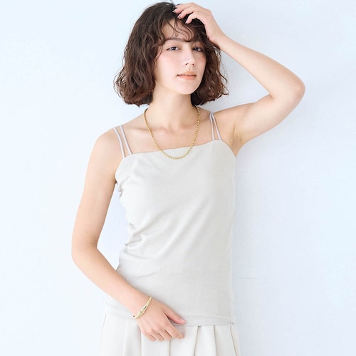 ゆるここカップ付き綿混リブキャミ（背中フリー）