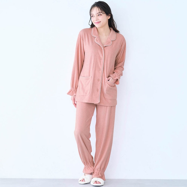 ふんわりタオルのコットン長袖パジャマ【秒速吸水】
