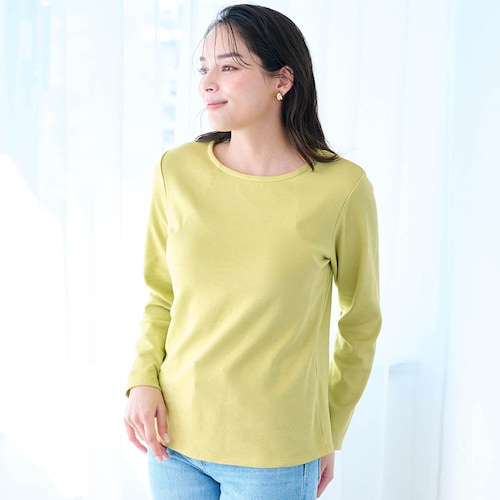 ゆるここカップ付き綿混長袖Tシャツ（背中フリー）