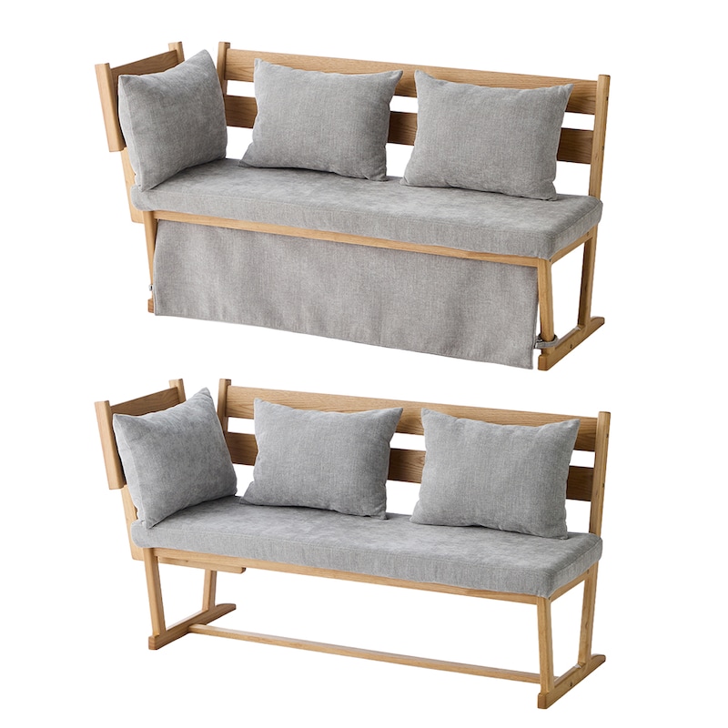 ベンチ・L字ベンチには取り外しできる冷気除けカバー付き