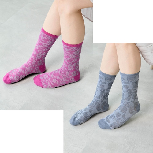 編み柄がかわいいふくれ編みソックス2柄セット 「ミニラボ」