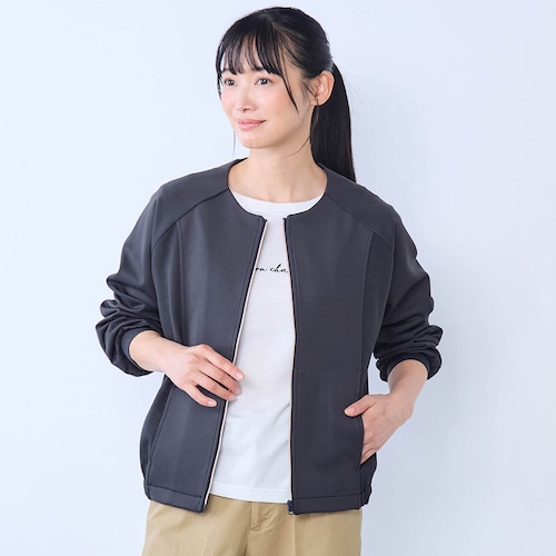 ノーカラージャージジャケット
