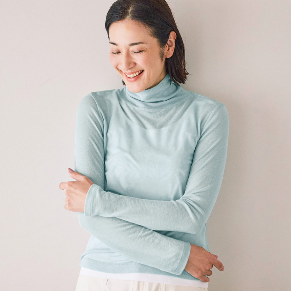 【ベルメゾン】なめらかウール混タートルネックカットソー 【重ね着にも便利】