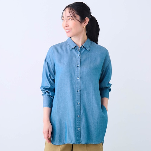 なめらかデニムチュニックシャツ