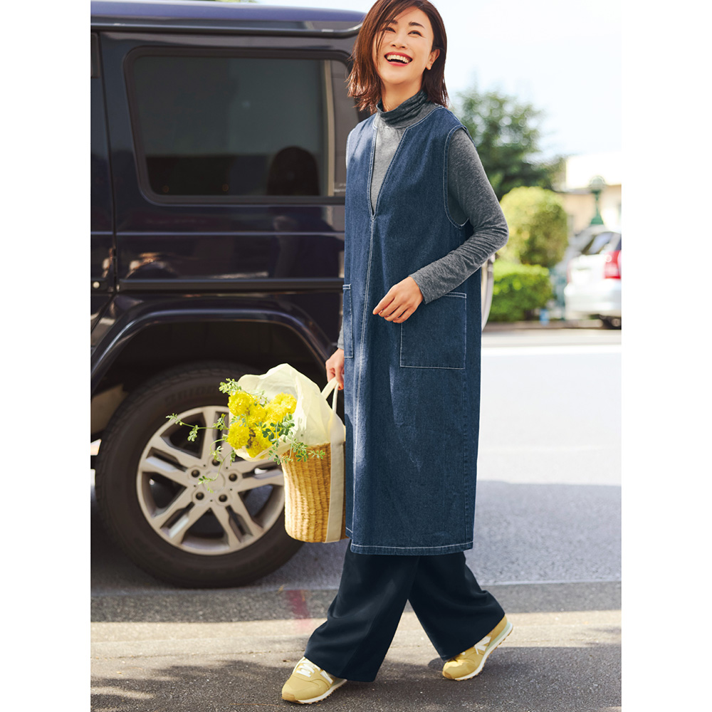 【ノージーン/NO JEAN】キーネックデニムジャンパースカート