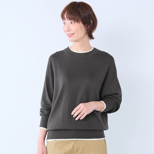 異ゲージフェイクレイヤードニットプルオーバー