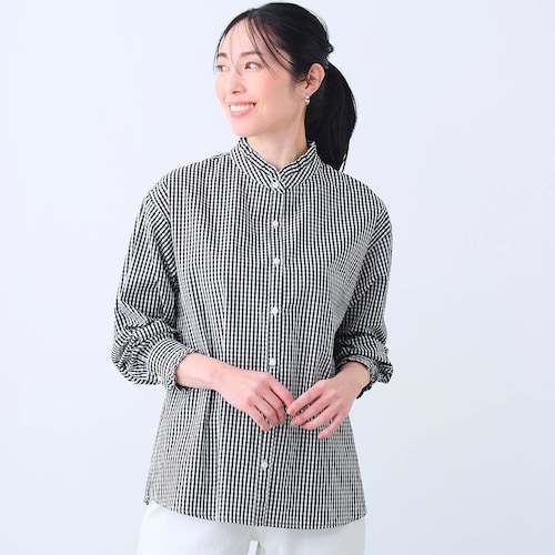 綿素材のプチフリル長袖シャツ
