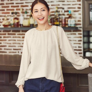 【ベルメゾン】ストレッチジャカード長袖カットソー