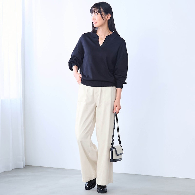 モデル身長164cm／M　※写真は撮影用のため股下＋3cmになります。