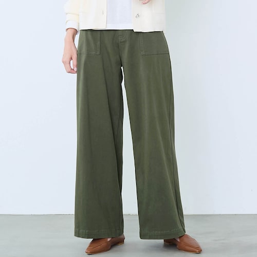 上品見えワイドベイカーパンツ【太もも・ヒップまわりをカバー】