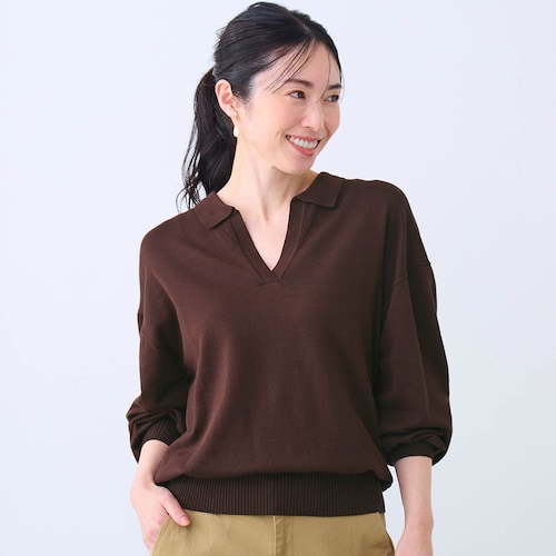 大人のためのスキッパーニットプルオーバー