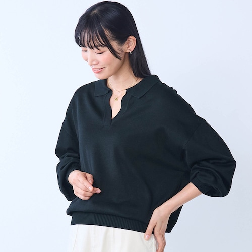 大人のためのスキッパーニットプルオーバー