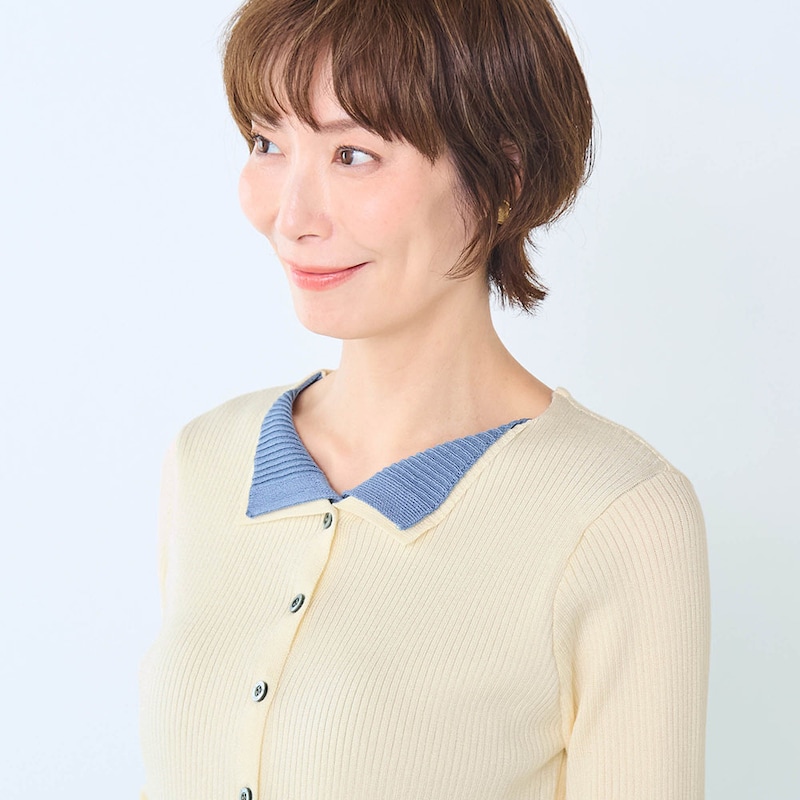 バイカラーデザインが着こなしのポイントに