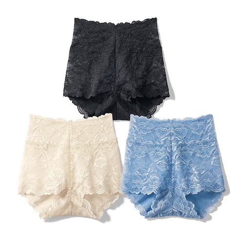 【ソフトサポートショーツ】 お腹とお尻をすっぽり包み込む総レースショーツ