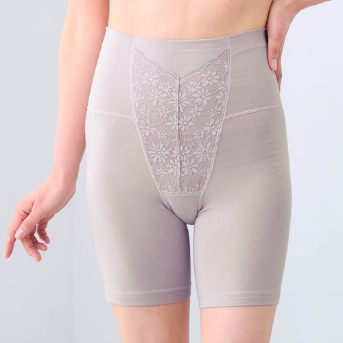 【ソフトサポートショーツ】 お腹まわりをすっきりみせる綿混三分丈ロングショーツ