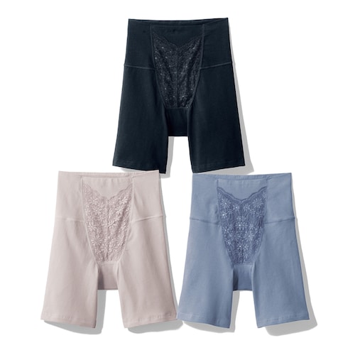 【ソフトサポートショーツ】 お腹まわりをすっきりみせる綿混三分丈ロングショーツ