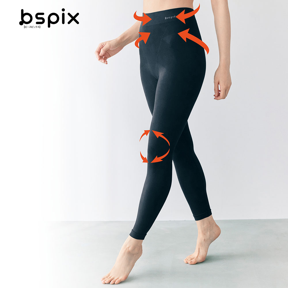 【ビースピックス/bspix】腰まわりすっきり綿混歩行サポートレギンス
