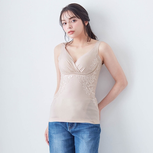 綿混キャッチャーカップレースブラキャミ２５