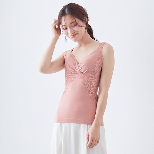 綿混キャッチャーカップレースブラキャミ２５