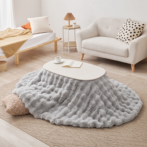 ラビットファー調ぽこぽこ素材のこたつ布団