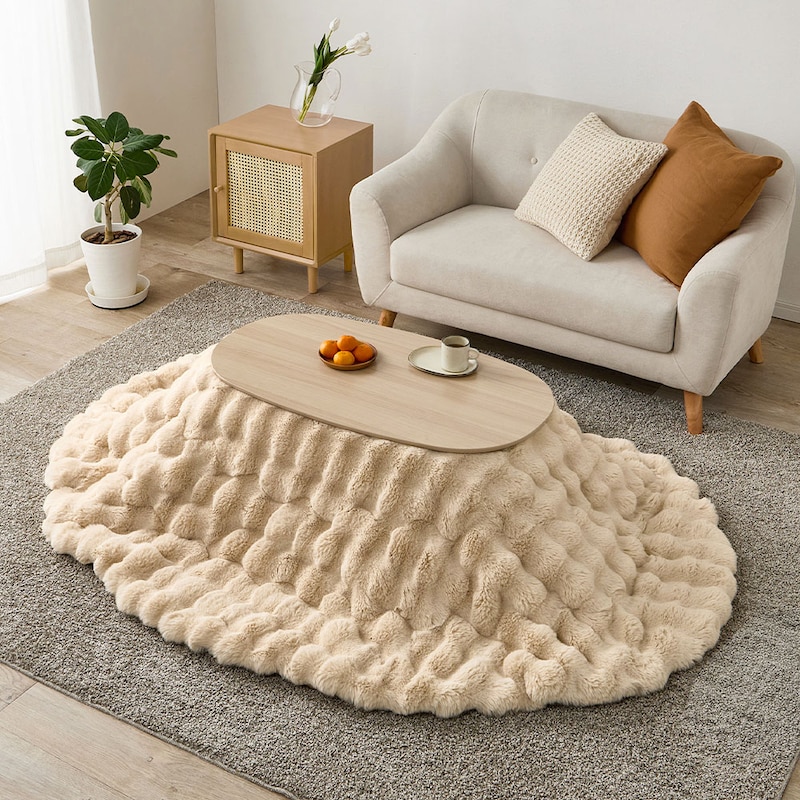 ベージュ/楕円形