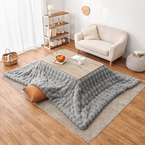 ラビットファー調ぽこぽこ素材のこたつ布団