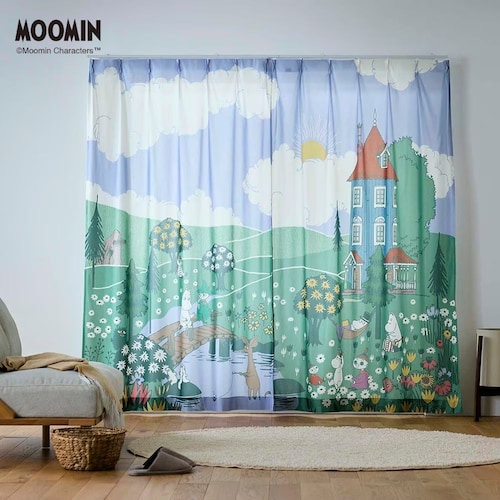 一枚絵のようなUVカット・遮熱・遮像ボイルカーテン「ムーミン」