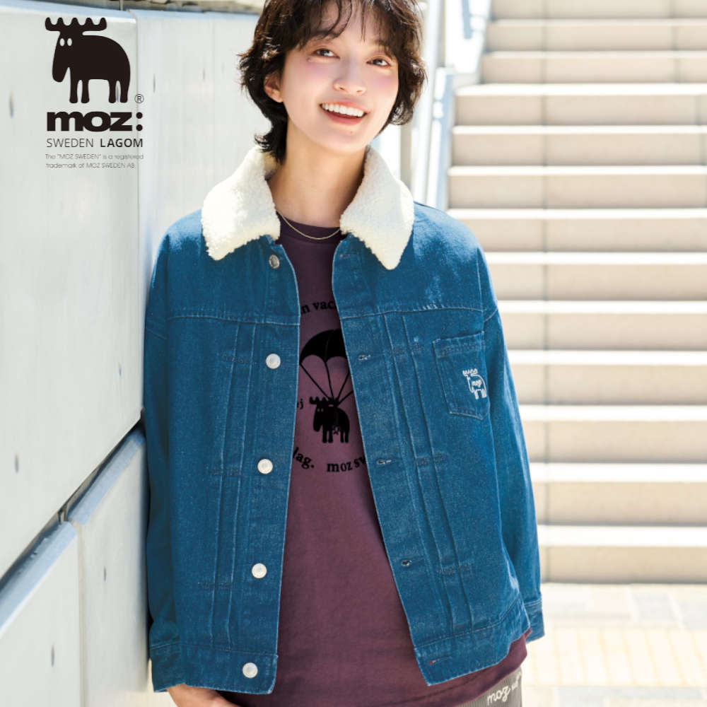 【モズ/moz】取り外しボア襟付きデニムジャケット