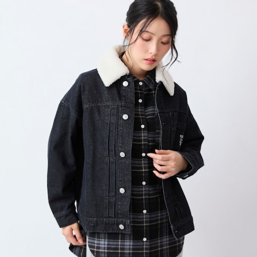 取り外しボア襟付きデニムジャケット
