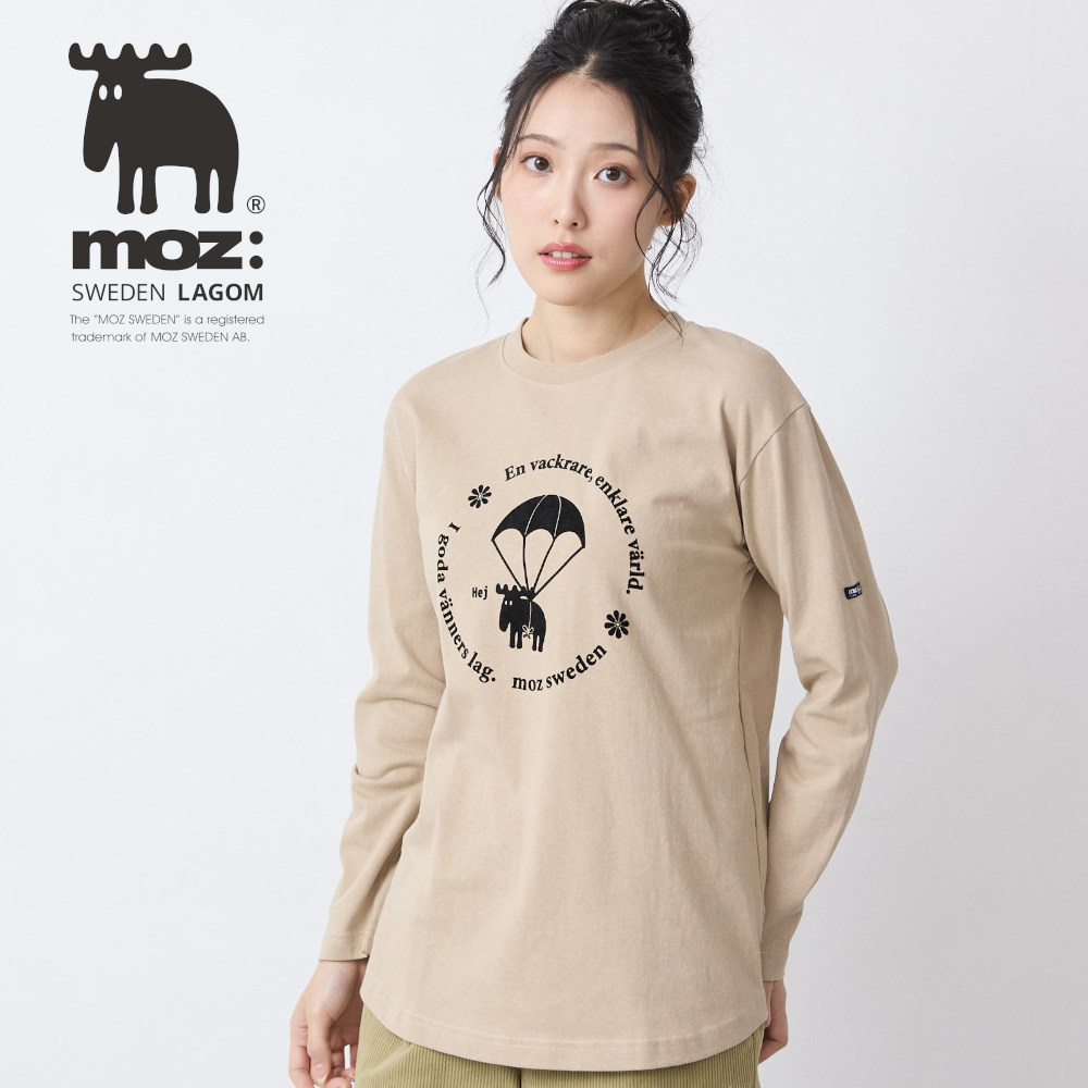 【モズ/moz】フロッキーロゴ長袖カットソー 【モズ/moz】フロッキーロゴ長袖カットソー