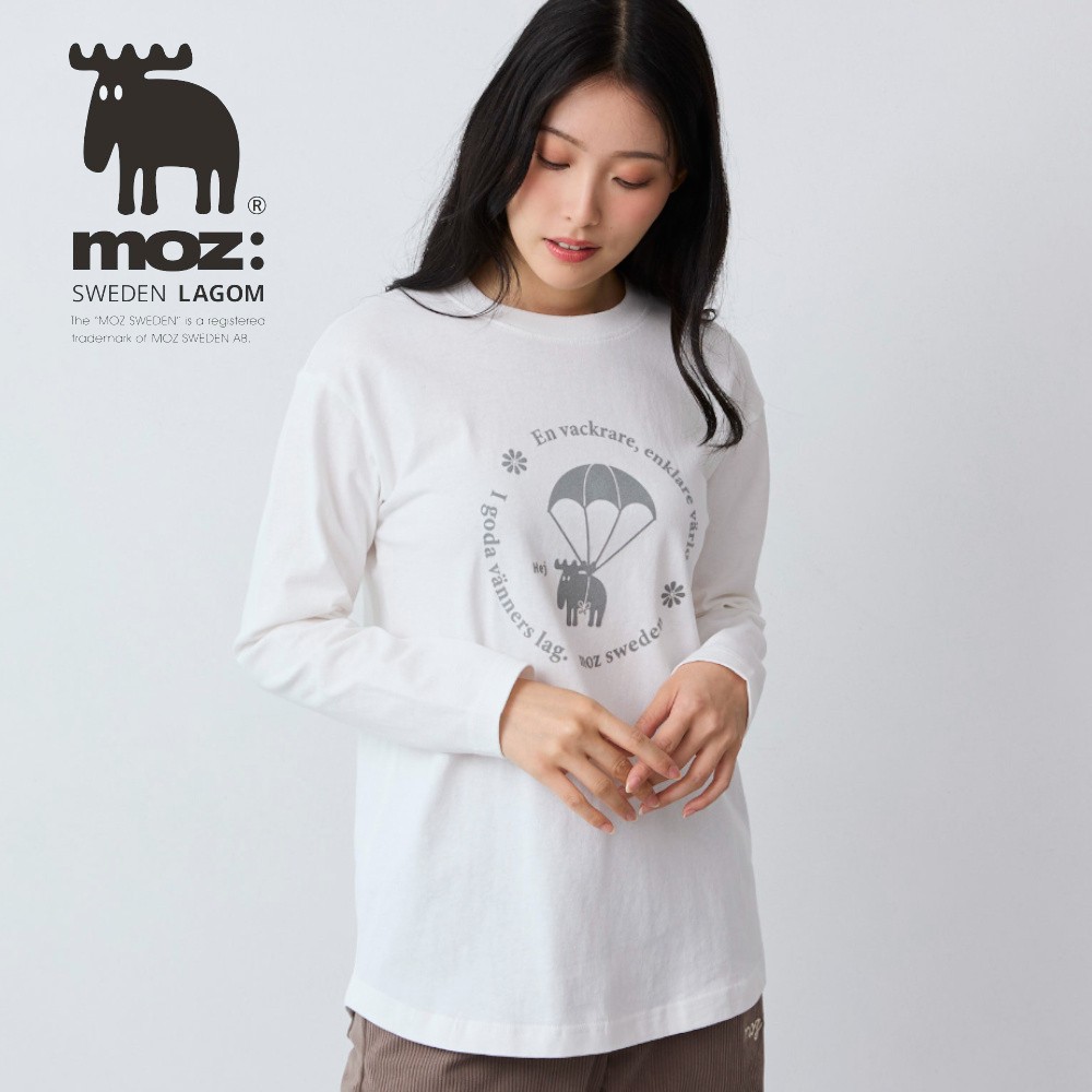 【モズ/moz】フロッキーロゴ長袖カットソー