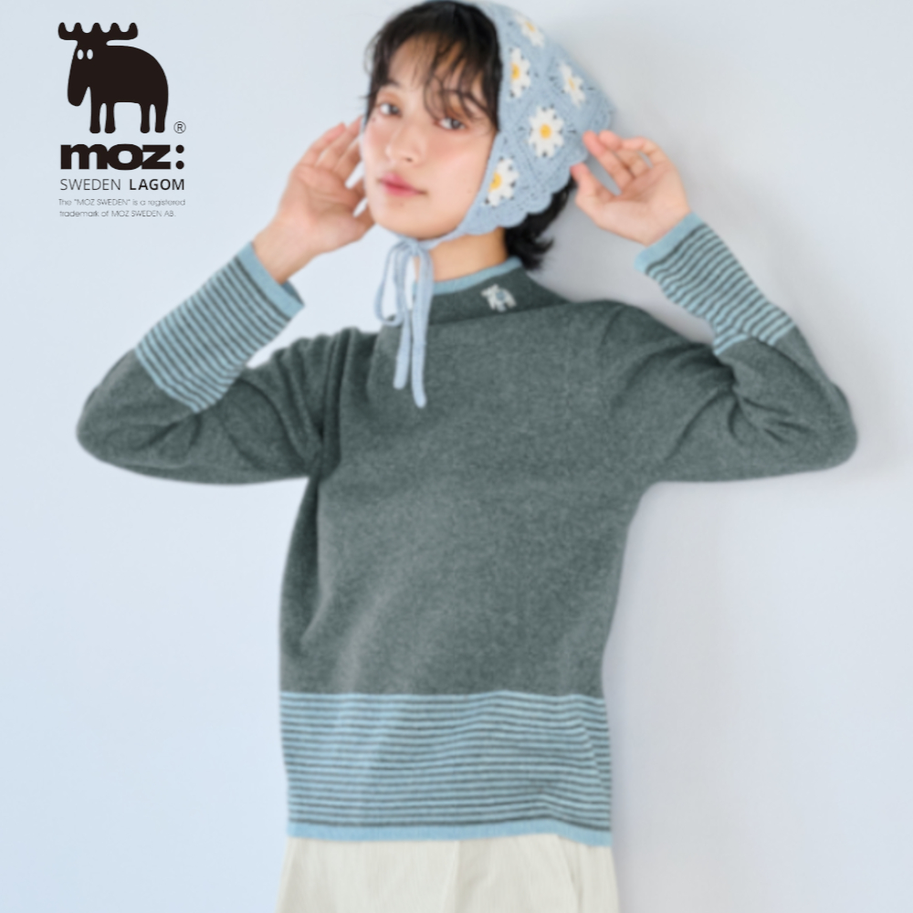【モズ/moz】裾ボーダーハイネックニット 【モズ/moz】裾ボーダーハイネックニット