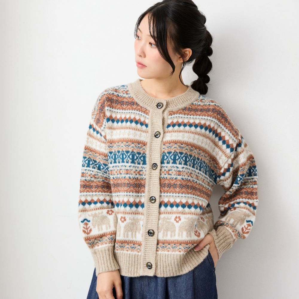 【モズ/moz】ジャカードニットカーディガン 【モズ/moz】ジャカードニットカーディガン