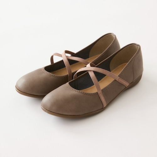 クロスゴムで脱ぎ履きしやすいフラットシューズ［日本製］