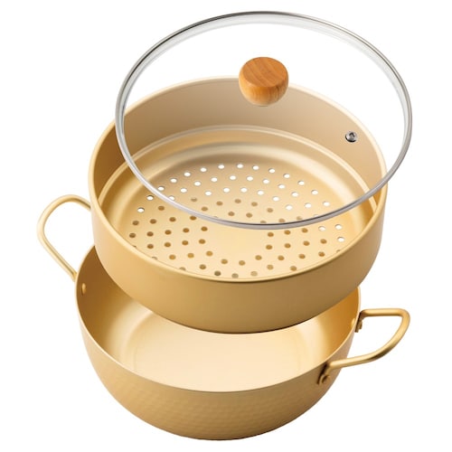 軽くてお手入れしやすいガラス蓋付き蒸し鍋＜24cm＞