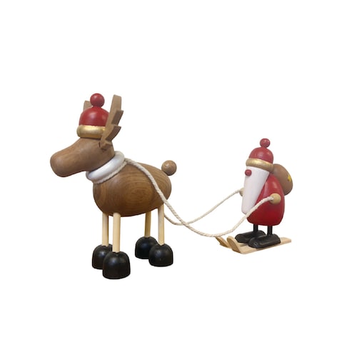 【クリスマス】サンタとトナカイの木製オブジェ