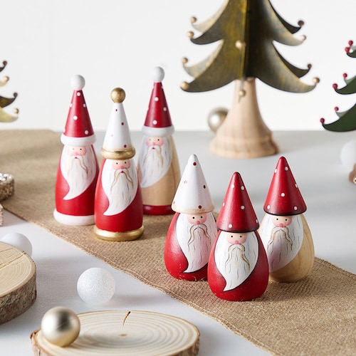 【クリスマス】手のひらサイズの北欧調サンタオブジェ3個組