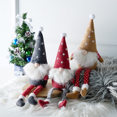【クリスマス】北欧の妖精トムテのオブジェ 3個組