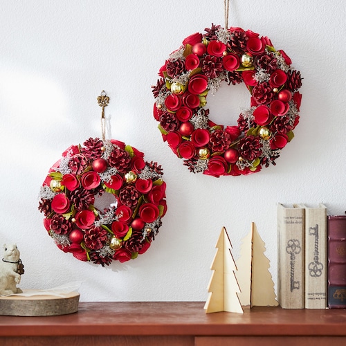 【クリスマス】グレイスリース ローズ ＜径20cm/25cm/30cm＞