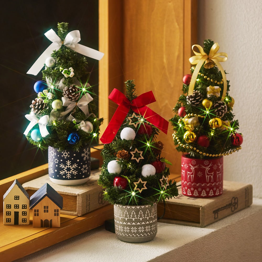 クリスマス】LEDライト付き 陶器鉢のテーブルツリー｜通販のベルメゾン