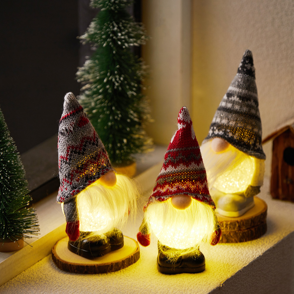 【ベルメゾン】【クリスマス】ニット帽のノルディックサンタライト(3個組)