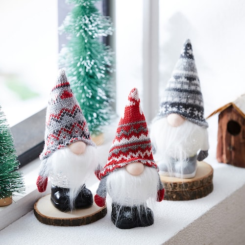 【クリスマス】ニット帽のノルディックサンタライト（3個組）