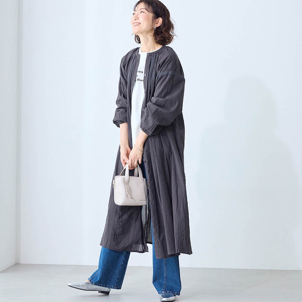 モデル身長167cm／M～L ※写真は撮影用のため着丈+6cmになります。