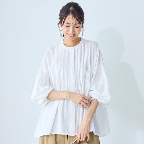 ピンタック使い前開きブラウス