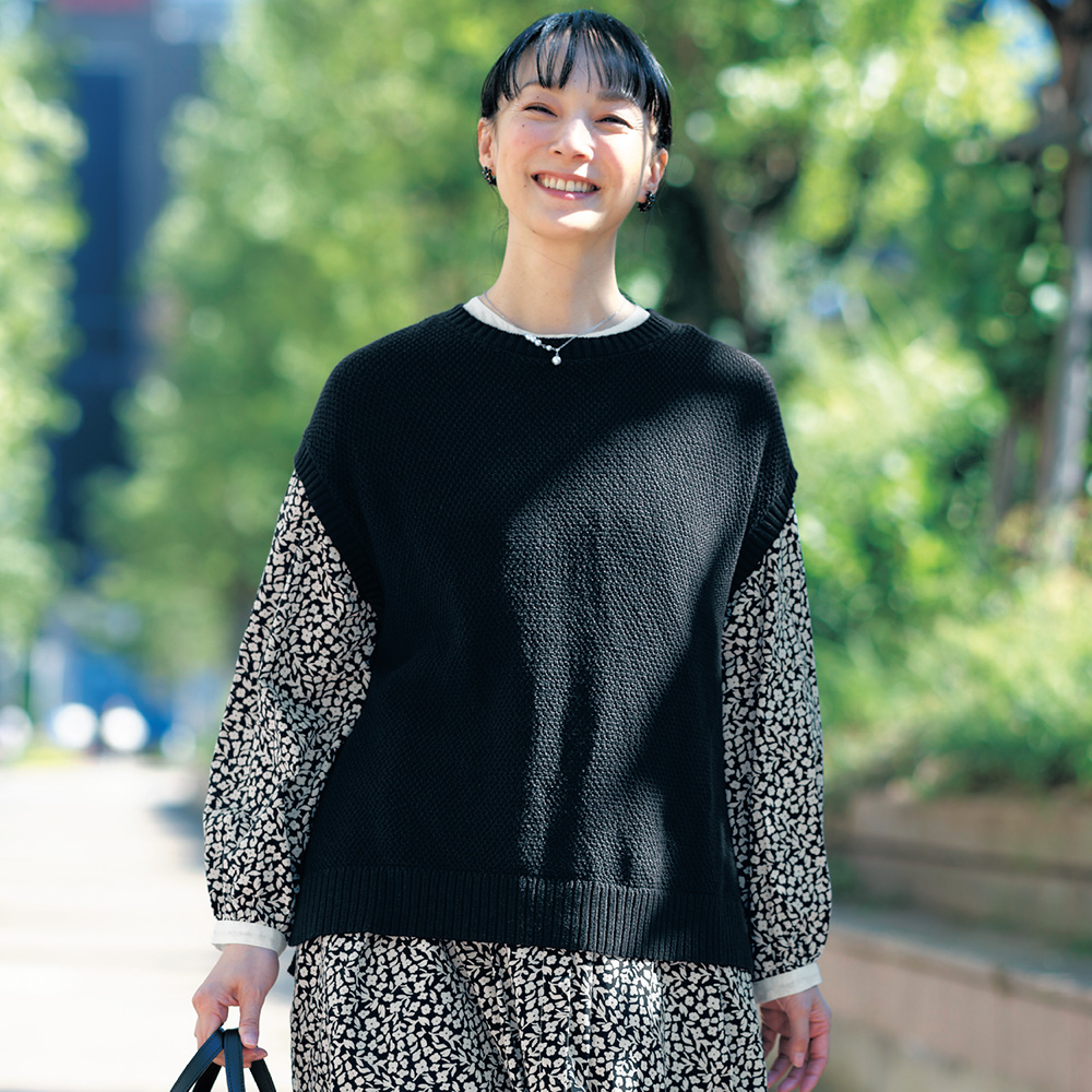 【ベルメゾン】カノコ編みニットベスト