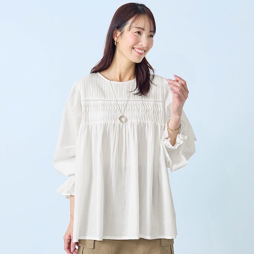 ピンタック使いチュニックブラウス