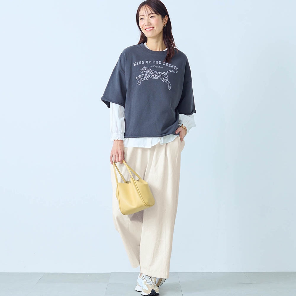 モデル身長173cm／M～L　※写真は撮影用のため股下+6cmになります。