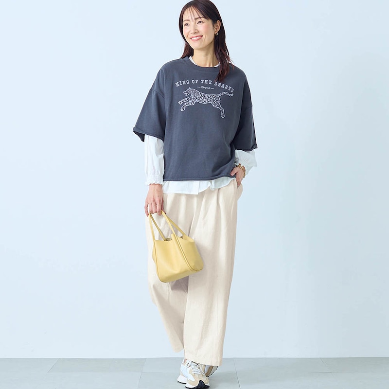 モデル身長173cm／M～L　※写真は撮影用のため股下+6cmになります。